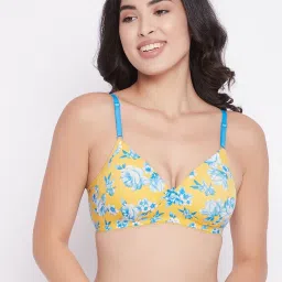 Clovia Yellow Floral Print Full Coverage Bra image 1