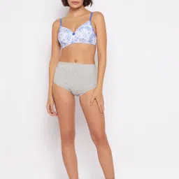 Clovia Blue Floral Full Coverage T-Shirt Bra image 4