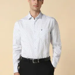 Allen Solly White Cotton Slim Fit Printed Shirt-picture-39