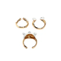 Bohey by KARATCART 3Pcs Gold-Plated Panda Design Finger Ring image 3