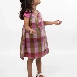 Many Frocks Kids Pink Chequered Dress image 4