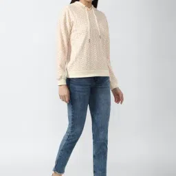 Van Heusen Beige Printed Hoodie image 4