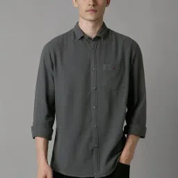 Louis Philippe Grey Cotton Slim Fit Shirt-picture-28