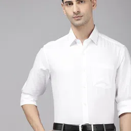Arrow Manhattan Slim Fit Textured Self Design Pure Cotton Formal Shirt-image-75