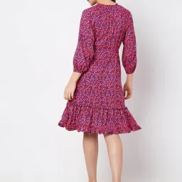 Vero Moda Pink & Blue Printed Wrap Dress image 2