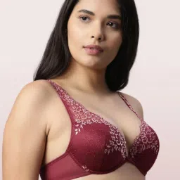 Enamor Maroon Lace Padded Bra image 3