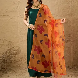 InWeave Shoulder Straps Straight Kurta With Palazzos & Dupatta-image-50
