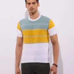 Hoversoul White Cotton Regular Fit Striped Short Sleeves Round Neck T-Shirt-picture-24