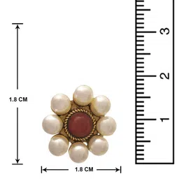 JFL - JEWELLERY FOR LESS Gold Plated Pearls Studded Floral Shaped Stud Earring image 3