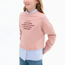 Mango Kids Girls Typography Printed Pure Cotton Sweatshirt-picture-33