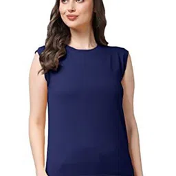 NOTWILD Women Solid Round Neck Cotton T-shirt-image-2