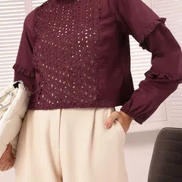 DressBerry Flirty Frills Schiffli Embroidered Top image 1