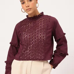 DressBerry Flirty Frills Schiffli Embroidered Top image 2