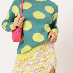 DressBerry Turtle Neck Geometric Pullover-image-17