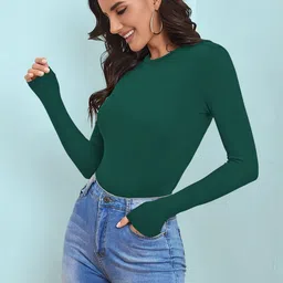 Maheshvi Women Round Neck Long Sleeves Fitted Top image 5