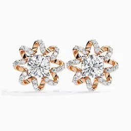 VALANOVA 18 Kt Gold Lab Grown Diamond Studded Studs - 3.70 g-picture-28