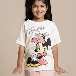 Kidsville Mickey & Friends Featuring Half Sleeves Minnie Mouse Printed Tee -Off White-picture-19