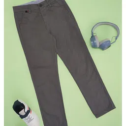 Pantaloons Junior Cotton Spandex Solid Trousers - Light Grey-picture-17