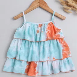 The Magic Wand Rayon Sleeveless Tie Dye Layered Top - Blue & Orange-picture-12