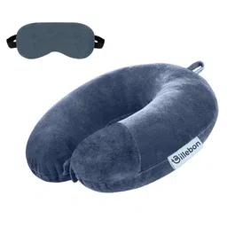 Billebon Premium Neck Pillow Grey Fibre Filled Travel Pillow with Eye Mask-picture-26
