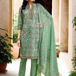 Anouk Rustic Floral Printed Mandarin Collar Straight Kurta With Trousers & Dupatta-picture-40