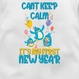 The Peppy Tend 100% Cotton New Year Theme Full Sleeves Its My First New Year Text Printed Romper - White image 4