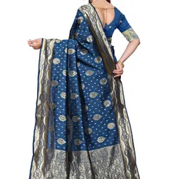 VASTRAAVEDAA Ethnic Motifs Zari Art Silk Handloom Banarasi Saree image 2