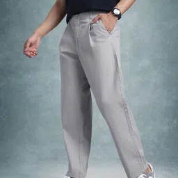 The Roadster Life Co. Men Pleated Pure Cotton Relaxed Fit Chinos image 3