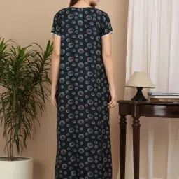 Sweet Dreams Dark Green Cotton Printed Nighty image 2