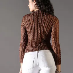 showoffff Showoff Brown Cotton Blend Regular FitTop image 2