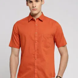 showoffff SHOWOFF Rust Cotton Slim Fit Shirt image 2