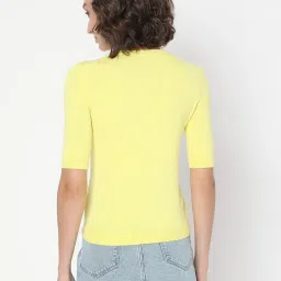 Vero Moda Yellow Solid Half Sleeves Tops image 2