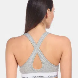 CALVIN KLEIN Grey Plain Sports Bra image 2