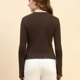 Global Republic Brown Solid Cardigans image 2