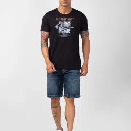 Spykar Vintage Blue Cotton Regular Fit Denim Shorts image 5