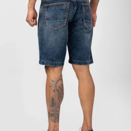 Spykar Vintage Blue Cotton Regular Fit Denim Shorts image 2