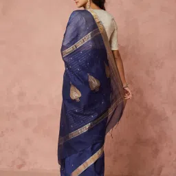 Fabindia Purple Cotton Silk Regular Fit Woven Saree image 2