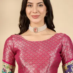 Saree Mall Sea Green Viscose Self Saree with Blouse Piece image 4