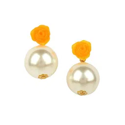 KPOP Gold-Plated Floral Beaded Drop Earrings image 2