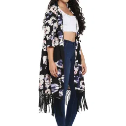 Qurvii Black Floral Print Shrug image 4
