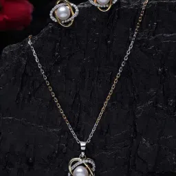 Clara 92.5 Sterling Silver Gold-Plated Swiss Zirconia Knot Pendant Set-image-36