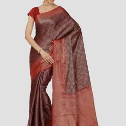 Banarasi Silk Works Maroon Cotton Woven Saree With Unstitched Blouse-picture-43