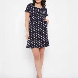 Clovia Blue Printed Night Dress-image-54