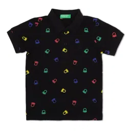 United Colors of Benetton Kids Black Printed Polo T-Shirt-picture-16