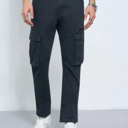 Sf Jeans By Pantaloons Black Straight Fit Cargo Jeans-picture-12