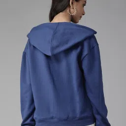 KASSUALLY Blue Cotton Embellished Hoodie image 2
