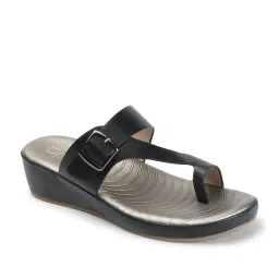 Carlton London Women's Black Toe Ring Wedges image 2