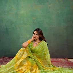 Saree Mall Green Embellished Sarees With Unstitched Blouse image 2