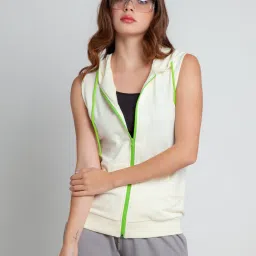 zink london zink Z Cream Sleeveless Hooded Jacket image 1