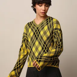 Only Yellow & Black Checks Pullover image 2